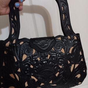King Ranch Chic Black Cutout Shoulder Bag